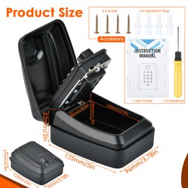 TIMESETL Lock Box for Keys with Code, Waterproof Outdoor Key Lock Box Wall Mount, Portable Key Box with Combination Lock for Home, Office, Apartment, Warehouse, Realtors Garage Spare Keys