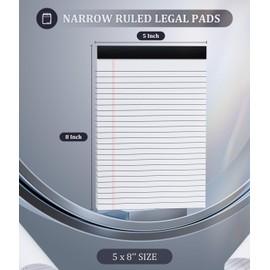 Legal Pads 5x8 Small Note Pads 5x8 Notepads for Work, 6 Pack Writing Pads 5x8 College Ruled Lined Paper Pads, Micro Perforated Decent 80 GSM 5x8 in Legal Note Pad Narrow Ruled, 30 Sheet per Notepad