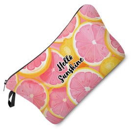 Livel lhood Pink Lemon Makeup Bag Hello Sunshine Small Organizer Bag Zipper Pouch Summer Pink Lemon Lime Cosmetic Bag Present for Women Friends Sisters