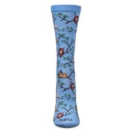 MeMoi Women's Owls Rayon Crew Socks Oatmeal Heather 9-11