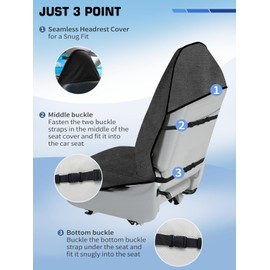 TESFEEL Universal Sweat Towel Car Seat Cover，Waterproof & Quick-Dry Protection for Front Bucket Seats，for Gym, Kids, Pets, Outdoor Sports, Travel – Non-Slip Fit for Cars, SUVs, Trucks (Gray, 1 Pack