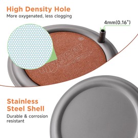 hygger Aquarium Air Stone, 4.1 Inch Nano Air Stone Makes Super Tiny Bubbles, Ultra Quiet Dissolved Oxygen Diffuser Small Airstone with Stainless Steel Base for Aquarium, Fish Tank & Hydroponic