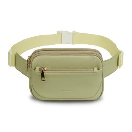TINYAT Fanny Pack for Women Fanny Pack Waist Bag 3 Zipper Pockets Crossbody Waist Bag with Adjustable Strap Waterproof Fanny Pack PU, Green/2064