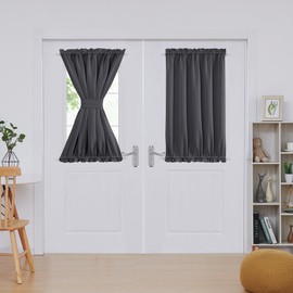 Deconovo - cortina oscurecedora para puerta – Cortina de privacidad con aislamiento térmico para puertas francesas y frontales con alzapaño ajustable, oscurecimiento de habitación, ahorro de energía,