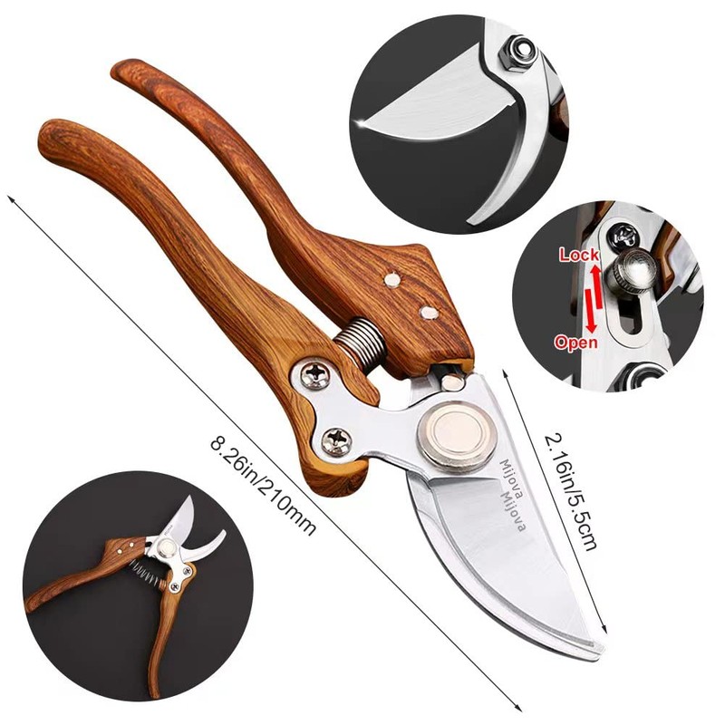 Pruning Shears, Sharp Heavy Duty Shears with Shock Absorbing Springs,