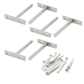 LUCKYBEE 6pcs Bracket Shelf Bracket Floating Concealed Insert Silver 70mm x 96mm 4"