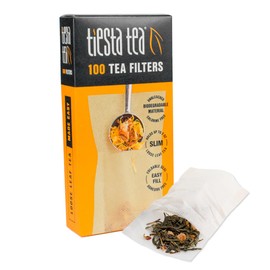 Tiesta Tea Loose Leaf Filters for Brewing | Disposable Infuser for Hot & Iced Drinks | Easy-Fill Steeper | Unbleached Paper | Single-Cup Infuser for Loose Leaves | 100 Empty Bags