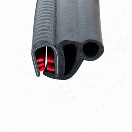 Black Door Rubber Seal Large Grip Range 61/64" Bulb Height x 17/64 Grip Range x 43/64" U Height (15 Feet)