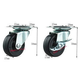 Castor Wheels 4 x 40mm Heavy Duty Swivel Furniture Caster Wheel Braked Rubber Silent Wheels for Trolley Office Chair Replacement Castors Wheels Black