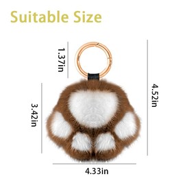 Kawaii Purse Charms for Handbags Plush Cat Paw Fur Keychain for Keys Accessories for Women Girls Cute Cat Fluffy Keyring for Bag Charms for Backpack Decorations for Women Birthday Gifts for Cat Lover