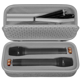 Wireless Microphone Case for JBL Wireless Two Microphone System DIY Foam Also Fits for Singing for TONOR for Shure for Bietrun for ALPOWL, Recivers, Audio Cable, Power Cord(Box Only)- Small (Grey)
