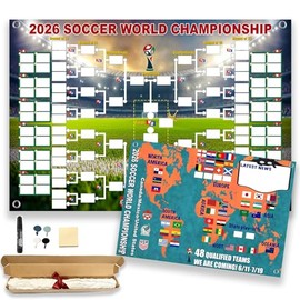 Póster de la Copa Mundial 2026 y ronda final de la colección de 48 equipos, póster funcional de doble cara 2 en 1, decoración de artículos de fútbol, 