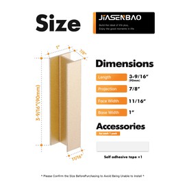 JIASENBAO 5 Pack Self- Adhesive Gold Cabinet Pulls 3-9/16" Length (fit 3") Finger Pulls Cabinet Handles Kitchen Drawer Dresser Cupboard Bathroom Vanity Cabinet Hardware