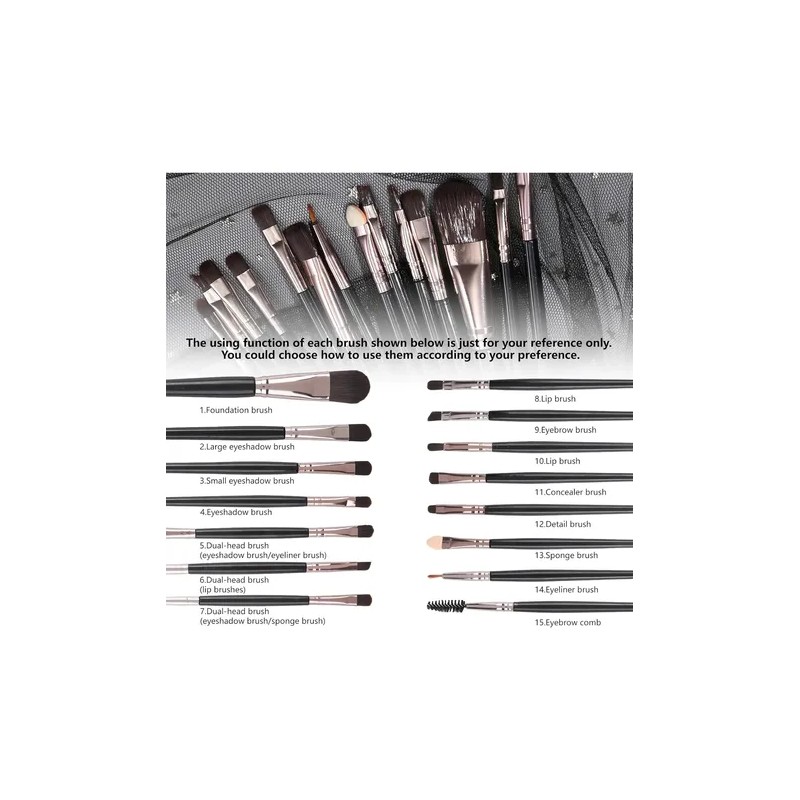 Paleta 16 Sombras Baked Con 15 Brochas Maquillaje Set