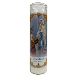 Generic Hail Mary (Ave Maria) Devotional Candle, White