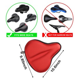 FUCNEN Bicycle Saddle Cover Red Bicycle Saddle Cover for Women Men Bicycle Seat Pad Soft / Comfortable for Training Stationery Spinning Cycling - Gel Saddle Cover Exercise Bike 27 x 25 cm