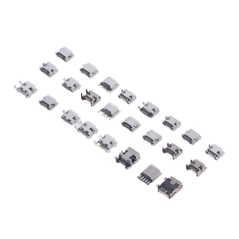 240 Pcs Micro USB Connector Set Stainless Steel Single Row