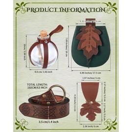 Seenelling 8 Pcs Women Renaissance Accessories Medieval Viking Belt Pouch Fairy Headband Elf Ears Potion Bottle