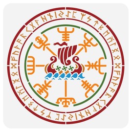 BENECREAT Viking Symbols Stencils, 12x12inch Rune Symbols Celtic Compass PET Painting Templates Drawing Stencils for Scrapbooking, Fabric, Floor Furniture, Wall Art