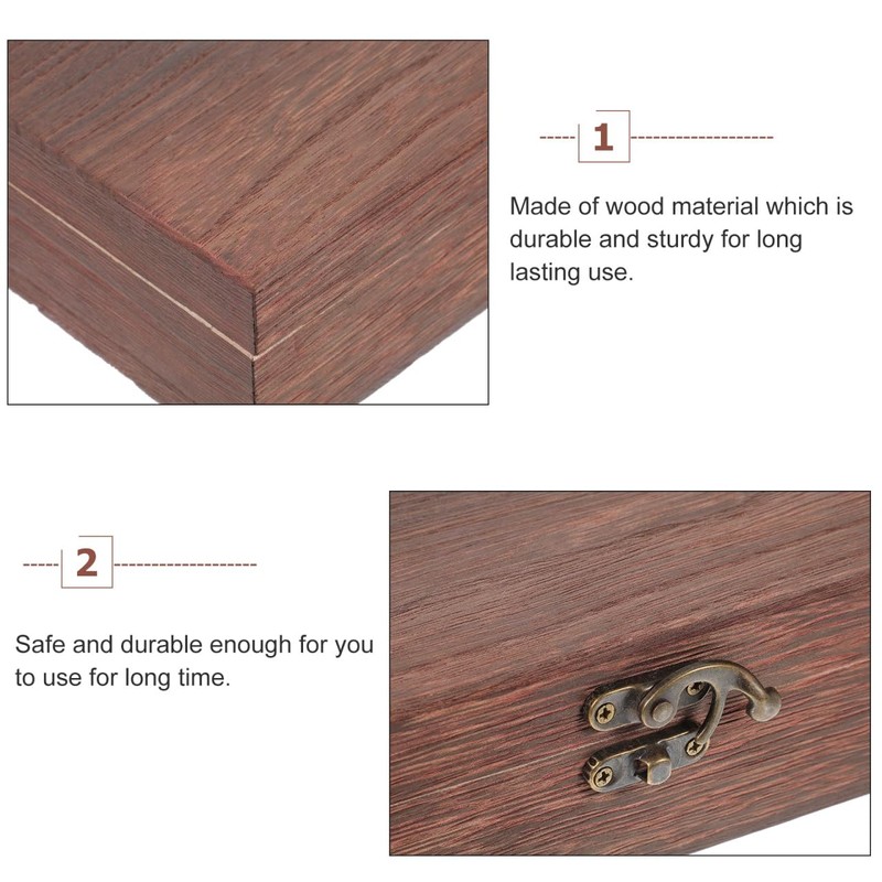 SEWACC Wooden Storage Box with Hinged Lid and Lock Simple