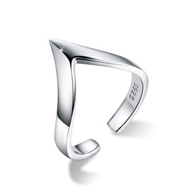 Yoame Girls Adjustable Rings 925 Sterling Silver Wave Geometry Love Midi Rings for Women