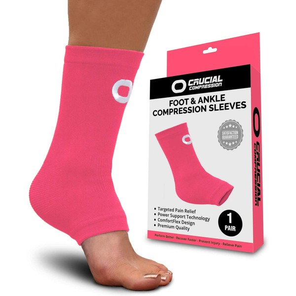 Ankle Brace Compression Support Sleeve (1 Pair) - BEST Ankle Compression Socks for Plantar Fasciitis, Arch Support, Foot & Ankle Swelling, Achilles Tendon, Joint Pain, Injury Recovery, Heel Spurs
