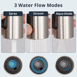 DOLGABA Pull Down Kitchen Faucet Head Replacement Brushed Nickel, 3 Function Kitchen Faucet Head High Pressure Sink Sprayer Replacement with 9 Adapters, American Standard