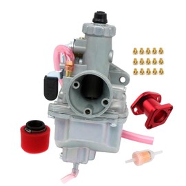SVKCAR VM22 Carburetor Carb for Predator 212CC GX200 GX160 CT200U CT200U-EX BT200X KT196 196CC Mini Bike Go Kart (& Red Intake Manifold & Red Foam Air Filter & Extra Main Jets)