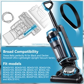 HASMX 2-Pack Replacement Belts for Black & Decker BDASV101, BDASV104, BDASL102 & Ultra, BDASL104, BDASL202, BDASV103, BDASP103 Airswivel Ultra Light Weight Vacuums, Replace Part Number 12675000002729