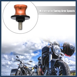 INFINAUTO 2 Pcs 8mm Metal Motorcycle Rear Stand Swing Arm Spool Sliders Orange Stylish Design