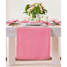 Solino Home Linen Table Runner 90 Inches Long - 100% Pure Linen Pink Carnation Table Runner 14 x 90 Inch for Summer - Fete