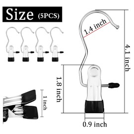 FuninCrea Stainless Steel Laundry Hooks Clip, 5pcs Anti-slip Boot Laundry Hanger Clips Portable Hanging Clothes Pins Multi-functional Single Clothing Hanger Holder for for Scarf, Gloves, Shoes(black)