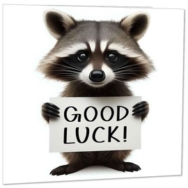 Good Luck Card - Raccoon New Job Card Co worker leaving card 145x145mm