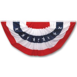 Valley Forge Pleated Fan Flag 5 Printed Stripes In Red , White And Blue 3' X 6' Cotton