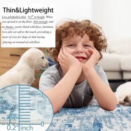 famibay 5x8 Area Rug Washable Neutral Rugs for Living Room Thin Low Pile Bedroom Carpet Modern Abstract Carpet Rugs for Living Room Bedroom Entrance(Blue)