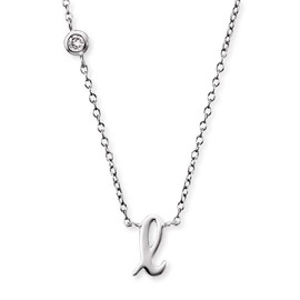 Engelsrufer Necklace made of sterling silver with letter L pendant, set with a zirconia stone, adjustable in two lengths, length: 44 cm, Sterling Silver, Cubic Zirconia