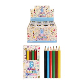HENBRANDT 1x Mini Kids Colouring Pencils Pack of 6 Assorted Colours Children’s Stocking Fillers Wedding Activity Pack Birthday Loot Bag Party Favours Boys and Girls Unisex