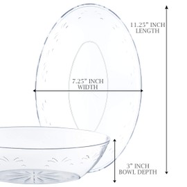Plasticpro Disposable Oval Serving Bowls, Party Snack or Salad Bowl, 64-Ounce, Plastic Crystal Clear Pack of 4