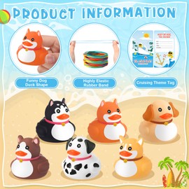 Motionchic 72 Pcs Dog Rubber Ducks Kits Include 24 Dog Cruise Ducks with 24 Cruising Duck Tags 24 Rubber Bands for Pool Bath Valentines Birthday Gifts Shower Activities Theme Parties