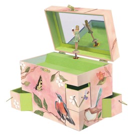 Enchantmints Fairy & Birds Musical Jewelry Box for Girls Spins to Swan Lake 4 Pullout Drawers Treasure Storage