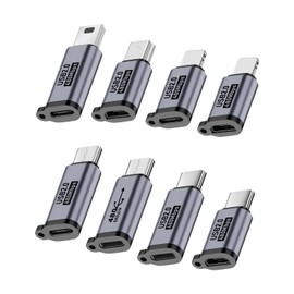 UCEC 8-Pack USB Adapter Kit, USB Adapters for Multiple Devices, USB C/Lighting to Micro USB, Type C/Micro USB to Lighting, Micro USB/Lighting to USB C, USB C/Micro USB to Mini USB Adapter