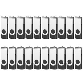 ARETOP USB 2.0 Flash Drive, Pack of 20 2GB Thumb Drives Bulk, Metal Memory Sticks, Portable Keychain Jump Drive Multipack for Date Storage (2G,black-20pack)