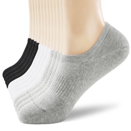 DOKUTOKU 6-Pack Womens No Show Socks Size 6-11 Thin Cotton White Invisible Liner Socks £¨D2052-6 2B/2W/2G£©
