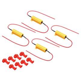 PATIKIL 50W 4 Ohm Aluminum Shell Resistor 4pcs Aluminum Housing Resistor Cased Wire Wound Resistor Screw Tap Power Resistor Golden