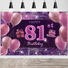 81st Birthday Decorations IMISI Happy Birthday Banner Pink Birthday Backdrop Decorations for a Party