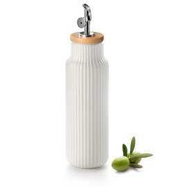 Nucookery Ceramic Olive Oil Dispenser Bottle for Kitchen, 14 oz Opaque Oil and Vinegar Dispenser Bottle, Large Capacity Cooking Oil Container for Storage Oil, Vinegar, Soy Sauce, Coffee Syrup, White