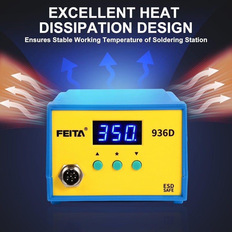FEITA 936D Digital Soldering Station, 60 Watt Equivalent with Auto