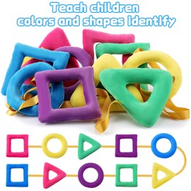 Woanger Shapes Walking Rope for Preschool Walking Rings for Toddlers 10 Colorful Handles Leash for Toddler Class Line Rope 165'' Long Keep Children Calm and Line Classroom Supplies