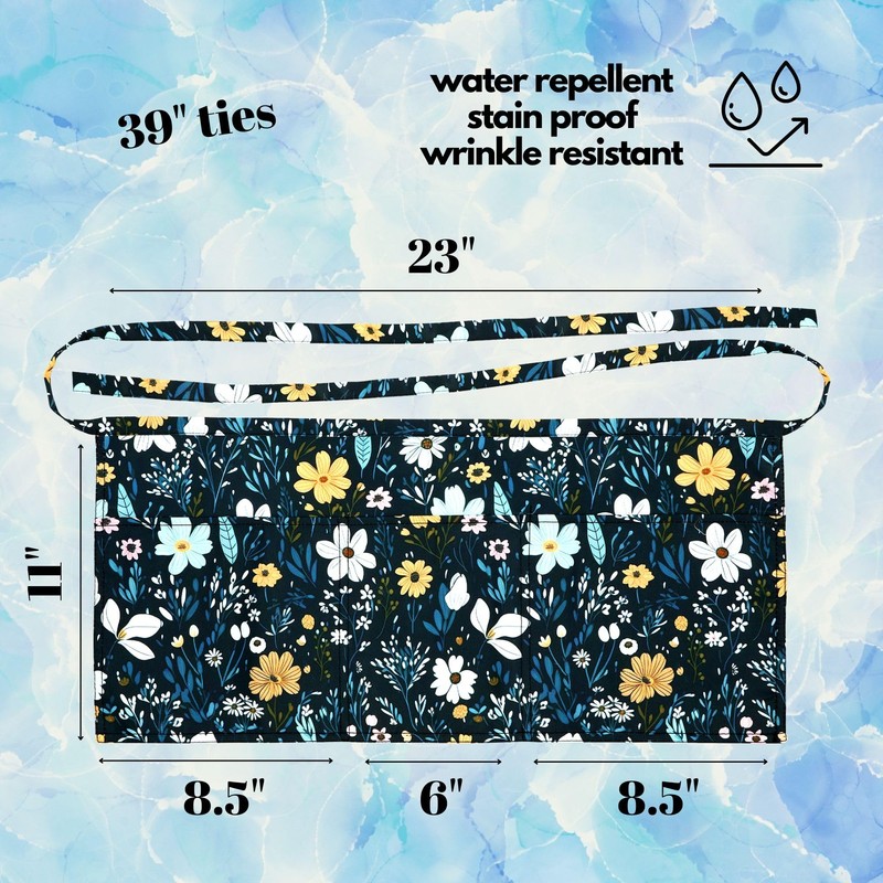 Plum Hill Floral Waist Apron Set - Waitress Server Aprons