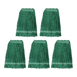 Commercial Mop Head Replacement,Green Cotton Looped End String, Wet Industrial Cleaning Vintage Mop Head Replacements Refill, Machine Washable - Ideal Refill for Commercial Grade Mops(Pack of 5)